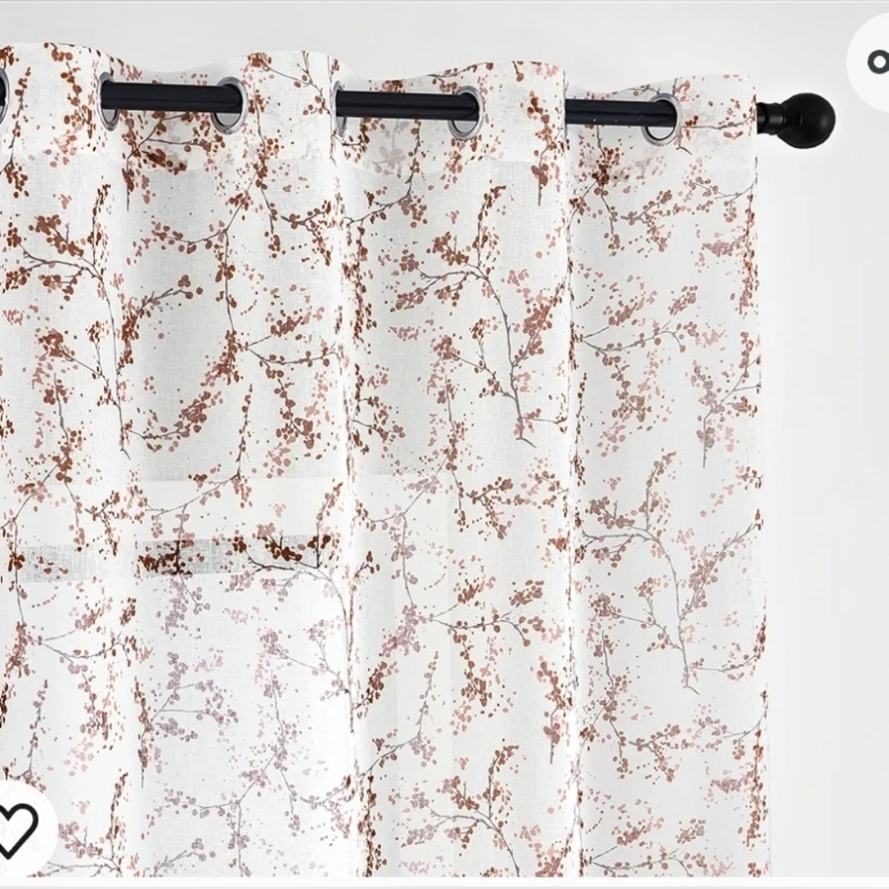 New with tags! Floral faux linen textured window curtain panels set of 2